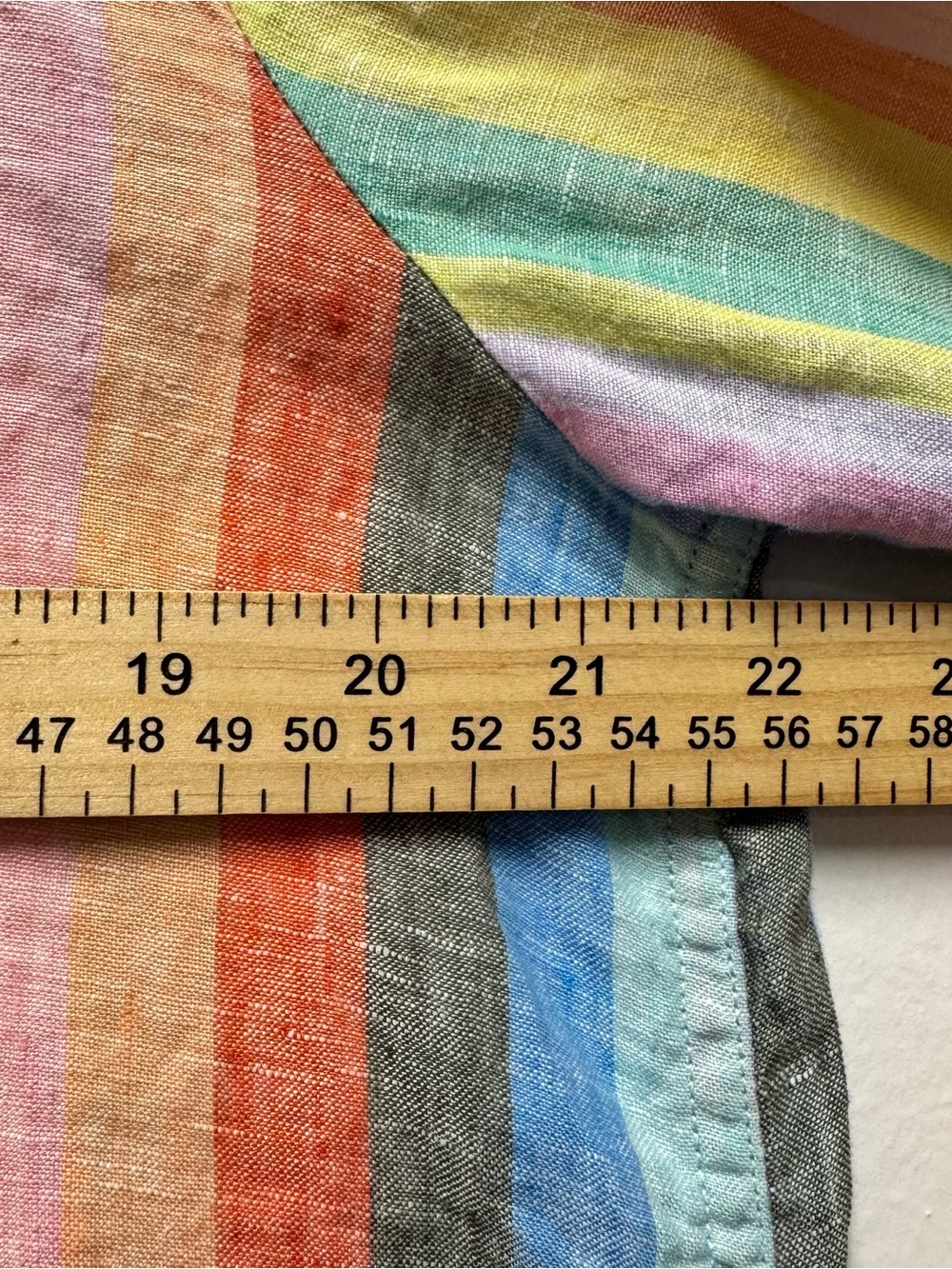 GAP Boyfriend Shirt Linen Stripe Button Up Top Sz L Coastal Beach Colorful - Picture 5 of 10